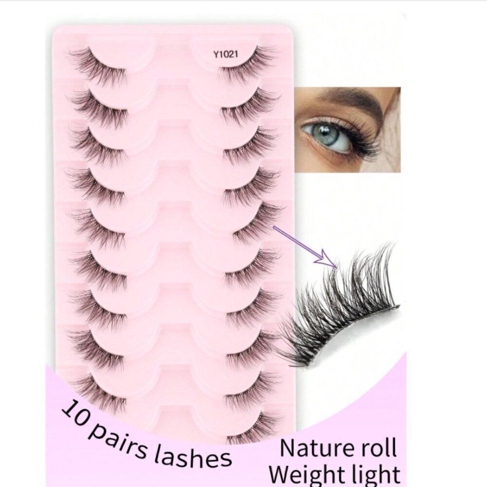 New! 10 Pairs Half Eye Water Mink Eyelashes 3d Natural Soft Clear Band